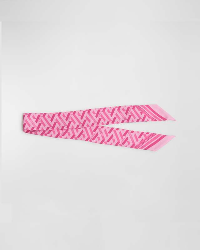 Greca Silk Twill Skinny Scarf